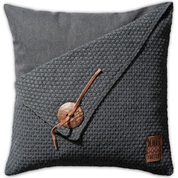 Knit Factory Barley Sierkussen - Antraciet - 50x50 cm - Inclusief kussenvulling