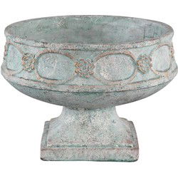 PTMD Artas Ronde Bloempot Op Standaard - H32 x Ø32 cm - Cement - Blauw