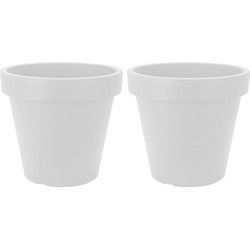 Prosperplast Bloempot - 2x - D25 x H23 cm - wit - kunststof - Plantenpotten