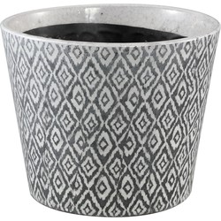 PTMD Beire Black white terracotta pot round ikat print