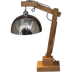 Tafellamp industrieel chroom hout 780mm H E27