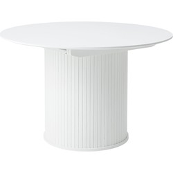 Eettafel Uitschuifbaar Wit - Ø120-167cm - Nola