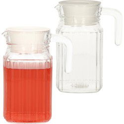 Glazen water karaf met handvat - 2x - 0,5 Liter - schenkkan - Schenkkannen