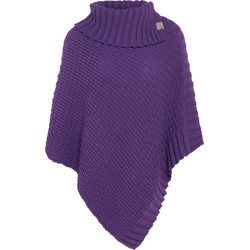 Knit Factory Nicky Gebreide Dames Poncho - Purple - One Size - Met opstaande kraag