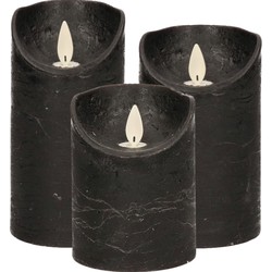 Set van 3x stuks Zwarte Led kaarsen met bewegende vlam - LED kaarsen