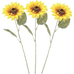 3x Gele kunst zonnebloem kunstbloemen 62 cm decoratie - Kunstbloemen