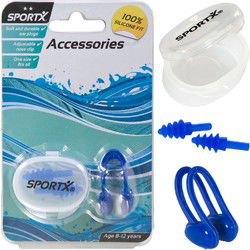 SportX Junior Neusclip en Oordopjes 2 Sterren Blauw