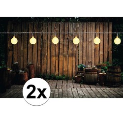 2x Binnen/buiten verlichting lichtsnoeren 10 meter met warm witte LED lampjes - Lichtsnoer voor buiten