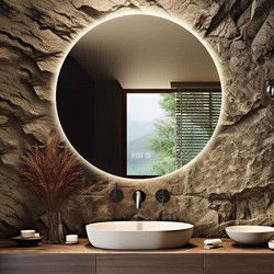 Lumoire Badkamerspiegel met Verlichting - Richmond - 120CM Rond - Anti Condens Verwarming - Klok