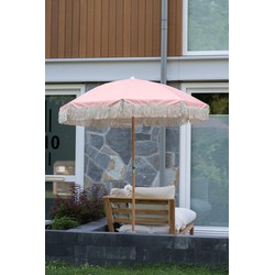 Strandparasol tuinparasol beige roze | kantelbaar | met hoes | 180 cm D | stokparasol | tuin parasol | boho