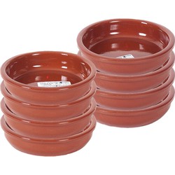 8x Terracotta tapas bakjes/schaaltjes 16 cm en 14 cm - Snack en tapasschalen