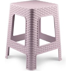 PlasticForte Keukenkrukje/opstapje - rotan - roze - kunststof - 36 x 36 x 45 cm - Huishoudkrukjes
