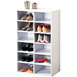 Wit houten bank schoenenkastje/schoenrekje 29 x 51 x 87 cm - Schoenenrekken