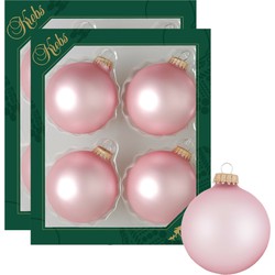 8x stuks glazen kerstballen 7 cm chic mat roze - Kerstbal