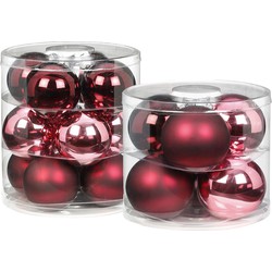 42x Berry Kiss mix roze/rode glazen kerstballen glans en mat - Kerstbal