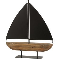 J-line - Zeilboot Hout/metaal Zwart/bruin Large - 45.5x10x49.5cm