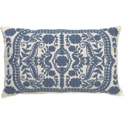 Dutch Decor MIMI - Sierkussen van katoen 30x50 cm - Provincial Blue - blauw en wit - Dutch Decor