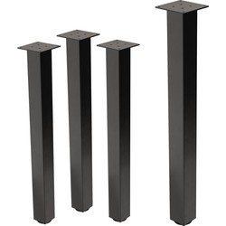 Set van 4 tafelpoten I-Design 90 cm Donkergrijze look Industrieel staal met poedercoating Profiel 8x8 cm In hoogte verstelbare meubelpoten ML-Design