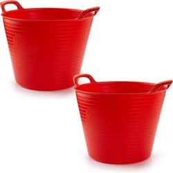 Plasticforte Flexibele emmer/kuip - 2x - rood - 42L - rond - 38x45cm - Wasmanden