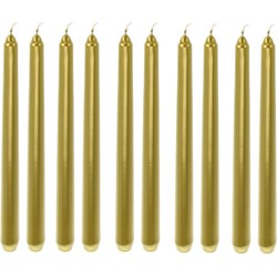 10x Lange kaarsen goud 25 cm - Dinerkaarsen