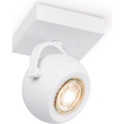 Moderne LED Wandspot Nop - Wit - 9.5/9.5/14cm - Dimbaar - plafonniere gemaakt van metaal - inclusief LED lichtbron - GU10 fitting - 5W - 390lm - 3000K - warm wit licht