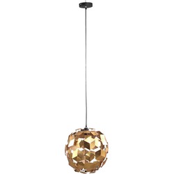 PTMD Wudy Ronde Hanglamp - H43 x Ø42 cm - Ijzer - Goud