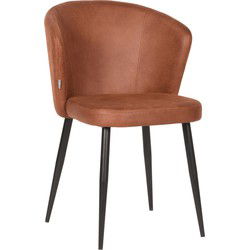 LABEL51 Eetkamerstoel Wave - Cognac - Microfiber - Black Frame