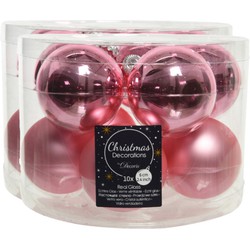 30x stuks glazen kerstballen lippenstift roze 6 cm mat/glans - Kerstbal
