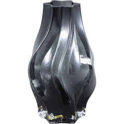 PTMD Florence Black glass vase curved lines S