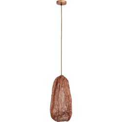 PTMD Hanglamp Maitia - 30x30x48 cm - Textiel - Koper