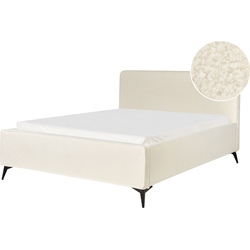 Beliani VALOGNES - Tweepersoonsbed-Beige-Bouclé
