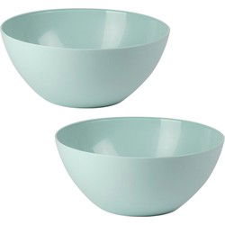 Plasticforte Serveerschaal/saladeschaal - 2x - D25 x H12 cm - kunststof - mintgroen - 3600 ml - Serveerschalen