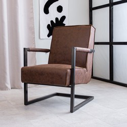 Industriële leren fauteuil bruin Tiger