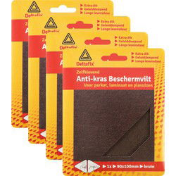 4x deltafix anti-krasvilt - knipvel - bruin - 9x10 cm - zelfklevend - Meubelviltjes
