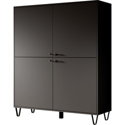 Meubella Dressoir Apula - Antraciet - 124 cm - Dicht