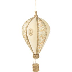 J-line - Heteluchtballon Hangend Polyfoam/textiel Wit/goud Small - 28x28x58cm