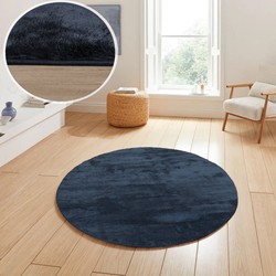 Rond Wasbaar vloerkleed - Malaga Navy - Ø 120 CM