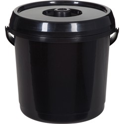 Emmer/luieremmer met deksel - 14 liter - Kunststof - Zwart - 30 x 30 x 30 cm - Emmers