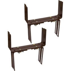 Set van 6 verstelbare metalen balkon/muurbeugels 12 t/m 23,5 cm in de kleur bruin - Plantenbakbeugels