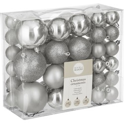 House of Seasons Plastic Kerstballen Set - 46 Stuks - Ø4/6/8 cm - Zilver