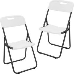 Set van 2 balkonstoelen opvouwbaar rotan look wit bistrostoel tuinstoel