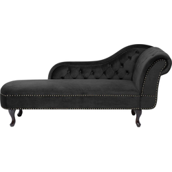 Beliani NIMES - Chaise longue-Zwart-Fluweel