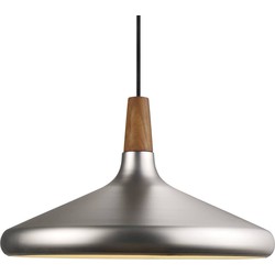 Verfijnde hanglamp in exclusief FSC-gecertificeerd geolied notenhout top 39cm Ø - staal