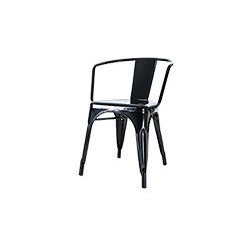 Industriële café stoel - Metalen eetkamerstoel - met armleuningen - Zwart