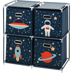 Storage solutions Opbergrek 2-laags - met manden - metaal - 68 x 35 x 70 cm - ruimte thema - Opbergrekjes