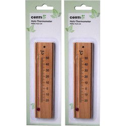 Houten Thermometer voor binnen of buiten set van 2 stuks