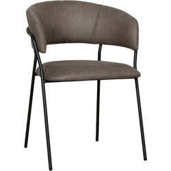 LABEL51 Eetkamerstoel Luuk - Taupe - Micro Suede - Black Frame