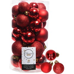 Decoris kerstballen 44x stuks rood 3-4-5-6 cm kunststof - Kerstbal
