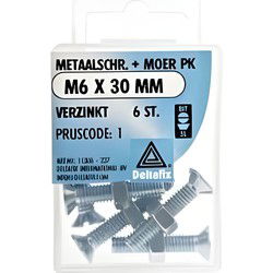 M.schroef moer pk m6x30mm 6st