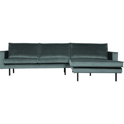 BePureHome Rodeo Chaise Longue Rechts - Velvet - Teal - 85x300x86